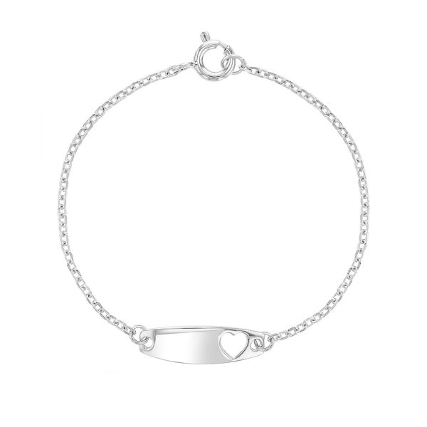 Children s Sterling Silver ID Bracelet with Heart Discount