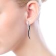 925 Sterling Silver Black Spinel Twisted Criss Cross Huggie Drop Earrings Hot on Sale