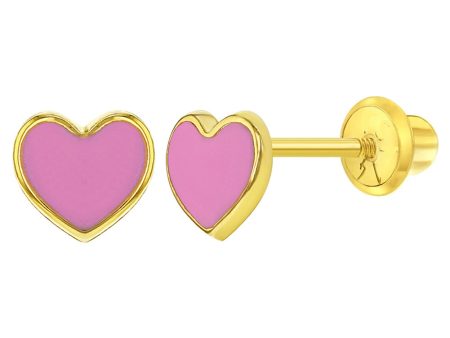 14k Pink Heart Children s Screw Back Earrings Online now