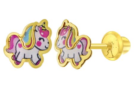 14k Unicorn Children s Screw Back Earrings Online Sale