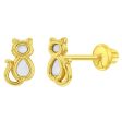 14k Cat Children s Screw Back Earrings For Cheap