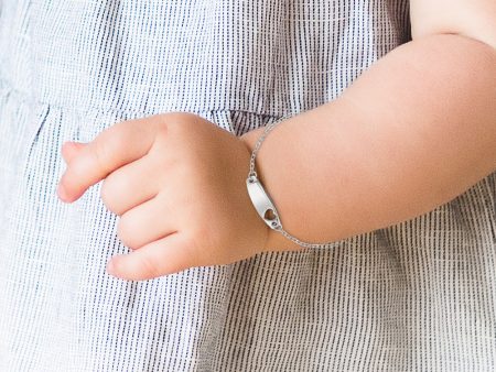 Children s Sterling Silver ID Bracelet with Heart Discount