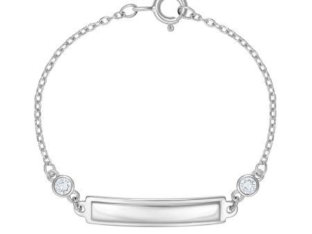 Children s Sterling Silver ID Bracelet with Sparkling Cubic Zirconia Fashion