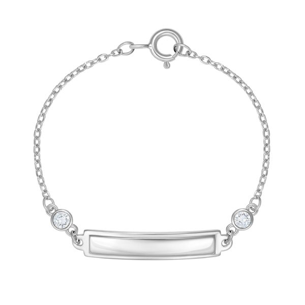 Children s Sterling Silver ID Bracelet with Sparkling Cubic Zirconia Fashion