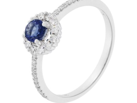 Sapphire & Diamond Ring 14k For Sale