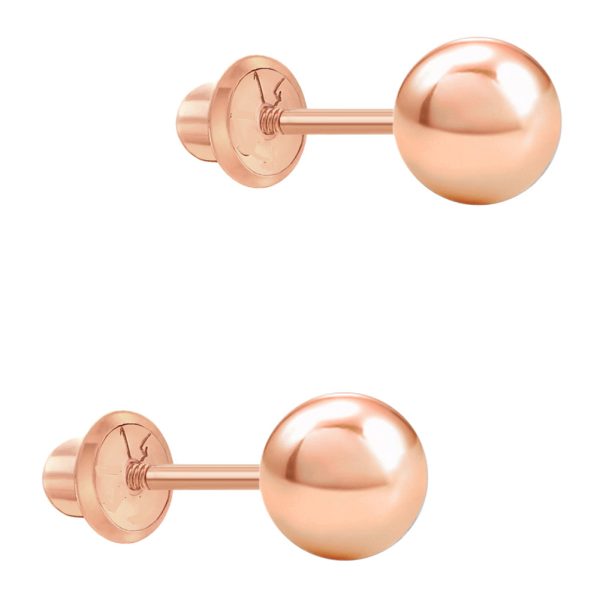 14k Rose Gold 5mm Ball Children s Screw Back Earrings Discount