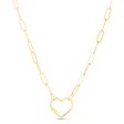 14K Heart Carabiner Paperclip Necklace For Cheap