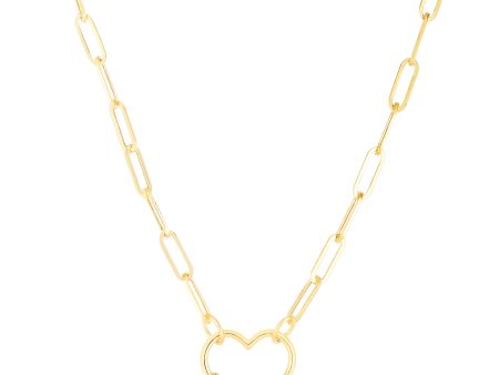 14K Heart Carabiner Paperclip Necklace For Cheap