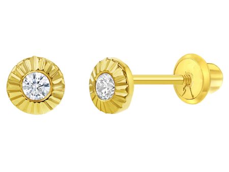 14k Radiant Clear CZ Children s Screw Back Earrings Hot on Sale