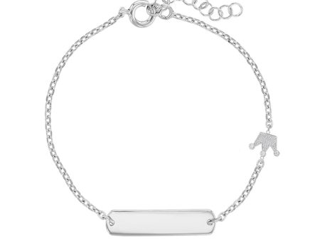 Children s Sterling Silver ID Bracelet with Crown For Discount