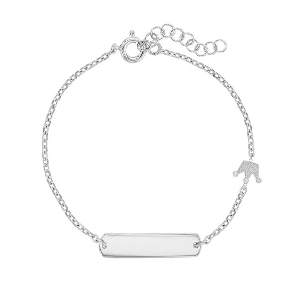 Children s Sterling Silver ID Bracelet with Crown For Discount