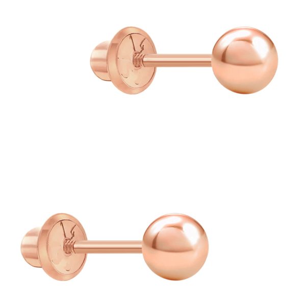 14k Rose Gold 4mm Ball Children s Screw Back Earrings Online now