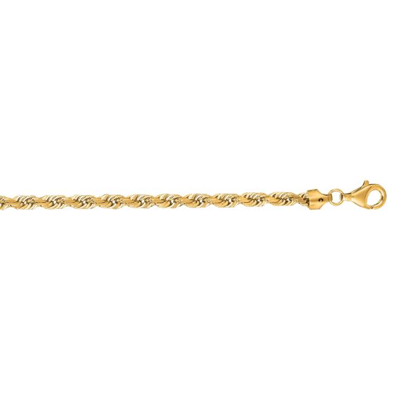 14K Gold 5mm Diamond Cut Royal Rope Chain For Sale