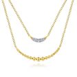 14K Yellow Gold Two Strand Diamond Crescent and Bujukan Beaded Necklace Online