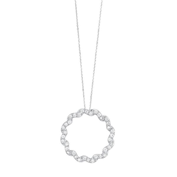 Diamond Circle Necklace in 14k For Sale