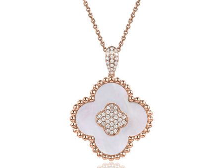 Mother of Pearl Diamond Necklace 14k Rose Gold Online now