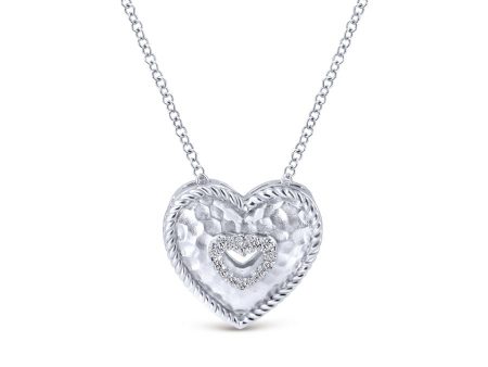 925 Sterling Silver & Diamond Cutout Heart Cheap