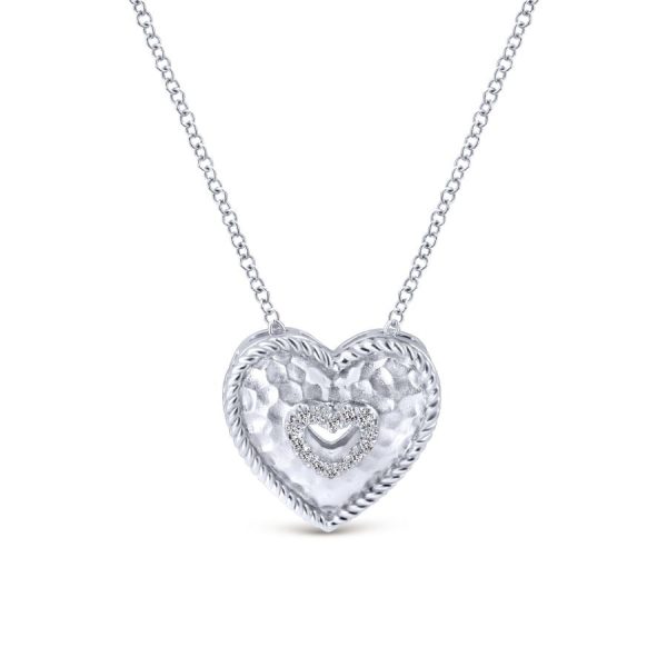 925 Sterling Silver & Diamond Cutout Heart Cheap