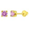 14k Pink CZ Stud Children s Screw Back Earrings Supply