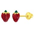 14k Summer Strawberry Children s Screw Back Earrings Hot on Sale