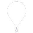 925 Sterling Silver Hammered Layered Oval White Sapphire Double Loop Necklace Online Hot Sale