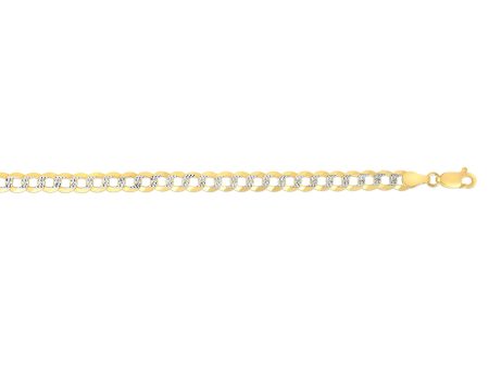 14K Gold 5.7mm White Pave Curb Chain Online Hot Sale