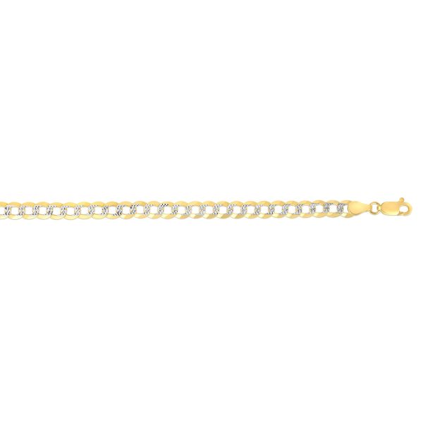 14K Gold 5.7mm White Pave Curb Chain Online Hot Sale