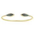 14K Yellow Gold Diamond & Black Mother of Pearl Bangle Cheap