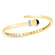 14K Onyx & Diamond Wrap Hardware Bangle For Cheap