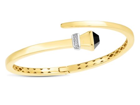 14K Onyx & Diamond Wrap Hardware Bangle For Cheap