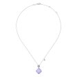 925 Sterling Silver Rock Crystal Purple Jade and White Sapphire Pendant Necklace Cheap