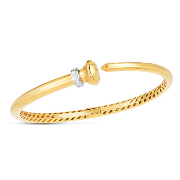 14K Gold Diamond Hardware Bangle Discount