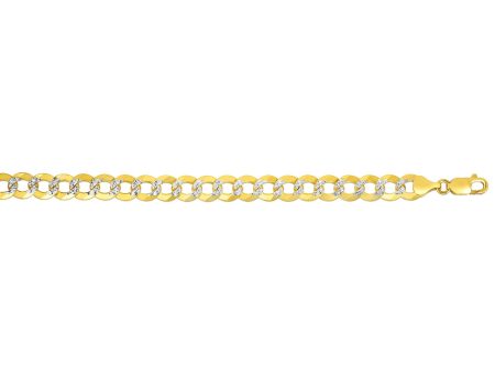 14K Gold 8.3mm White Pave Curb Chain Sale