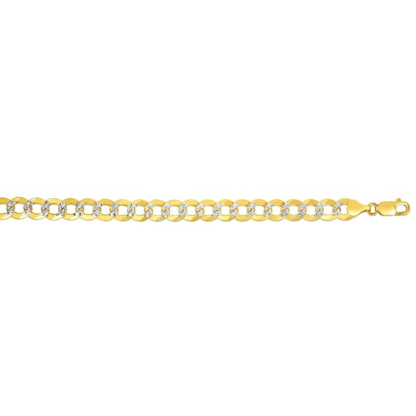 14K Gold 8.3mm White Pave Curb Chain Sale