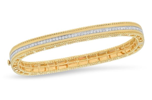 .65cttw Diamond Satin Finish bangle bracelet in 14k Yellow Gold Sale