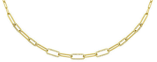 14k Diamond Paperclip Chain Necklace Online Hot Sale