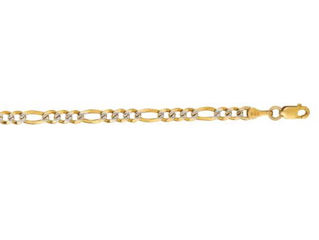 14K Gold 3.65mm White Pave Figaro Chain Cheap