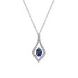 14K White Gold Floating Oval Sapphire Diamond Pendant Necklace Online Hot Sale