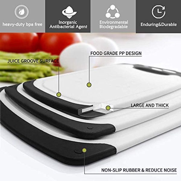 CuttingBoard Plastic Cutting Board - 3 Pcs Chopping Board, Cutting Board with Juice Grooves and Easy-Grip Handles, BPA-Free, Non-Porous, Dishwasher Safety Online Hot Sale