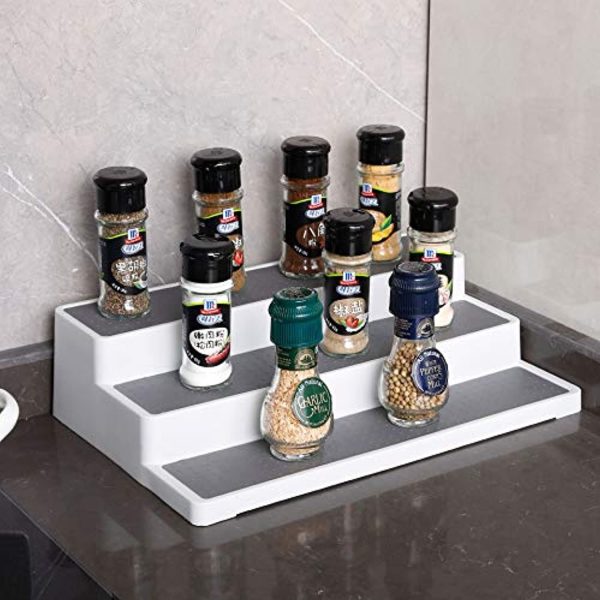 YCOCO 3-Tier Spice Rack Step Shelf Cabinet Non Skid Kitchen Organizer Waterproof 2 Pack Fashion