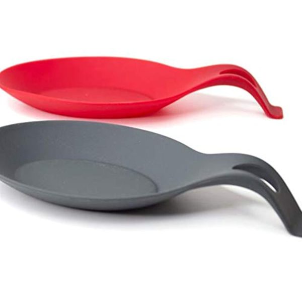 UPKOCH - Poggiamestolo multiuso in silicone per utensili da cucina, 2 pezzi, colore: rosso e nero For Sale