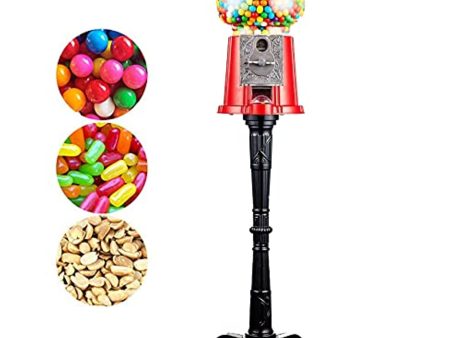 American Gumball Company Classic Red Gumball Machine with Stand with Glass Globe for Small Gumballs, Gumball Bank for Any Coin, 37-Inches Supply