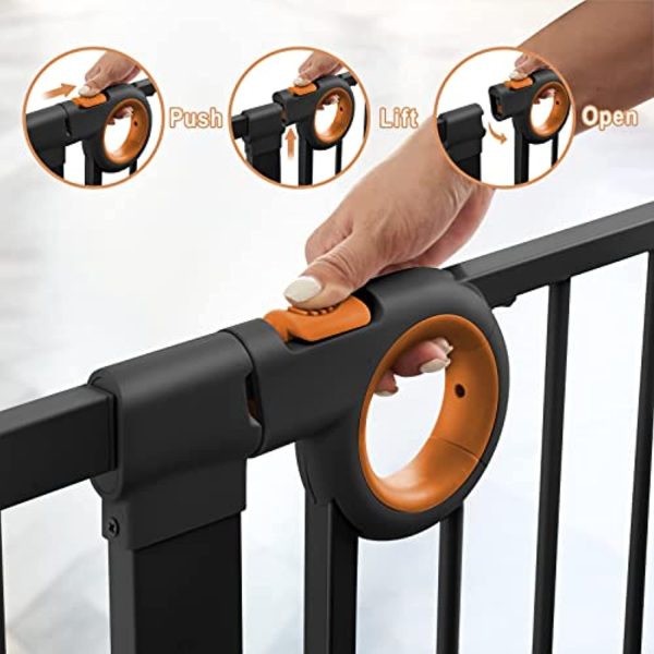 ALVOD Wide Baby Gate,  Auto Close Dog Gate 29.53’’-51.5’’ Wide 30’’ High, Easy Walk Thru Safety Child Gate Pet Gate for Doorways, Stairs, Includes 2.75  5.5  11  Extension, Pressure Hardware Mounting Fashion