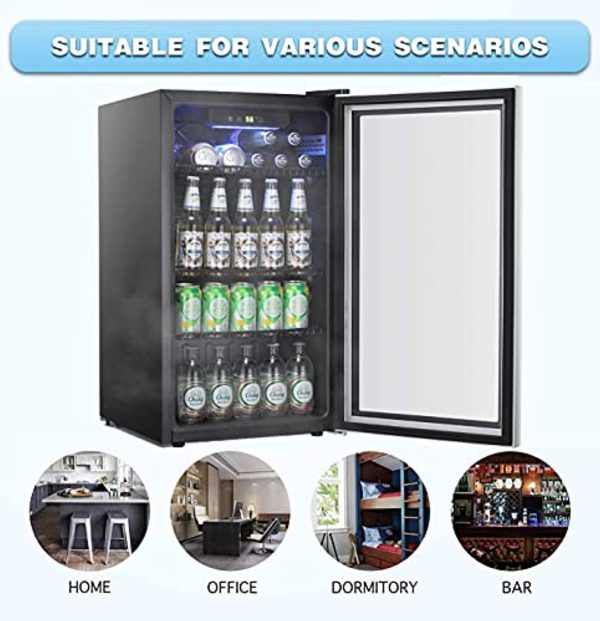 Antarctic Star Beverage Refrigerator Cooler -120 Can Mini Fridge Glass Door for Soda Beer or Wine Constant Glass Door Small Drink Dispenser Clear Front Door for Home, Office Bar 3.2cu.ft Discount