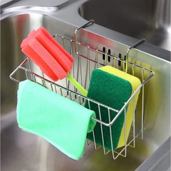 Aiduy Sink Caddy Sponge Holder, Kitchen Sink Organizer Stainless Steel Sponge Caddy Holder, Dishwashing Liquid Drainer Sponge and Soap Holder for Kitchen Sink Online Hot Sale