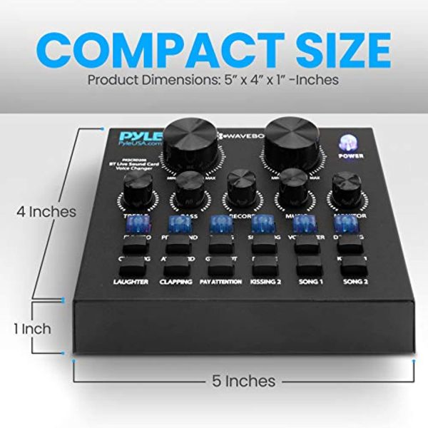 DX LOVER Pyle Bluetooth Mini Audio Interface Podcast Mixer Sound Card - Live Streaming for PC Computer iPhone Broadcasting | Voice Changer V8 with 12 Sound Effects,3 Inputs, Mic Input (PKSCRD208) Online Sale