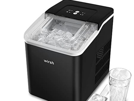 wirsh Ice Maker- Countertop Ice Machine with Two Ice Cube Sizes, Countertop Ice Maker with LED Lights, Make 26lbs Ice in 24 Hours, 9 Cubes Ready in 7 mins, Portable Ice Maker with Ice Scoop,Basket Online Sale