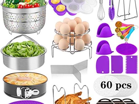 Aiduy 23 Pieces Accessories for Instant Pot 6,8 Qt, Pressure Cooker Accessories Set - 2 Steamer Baskets, Springform Pan, Stackable Egg Steamer Rack, Egg Bites Mold, 60 Pcs Parchment Paper For Sale