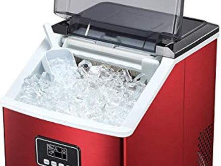 Antarctic Star Portable Ice Maker Machine for Countertop, Automatic 48lbs in 24 Hours, Compact Ice Cube Maker 24 Cubes Ready in 15 Mins, for Home Kitchen Office, Red For Discount