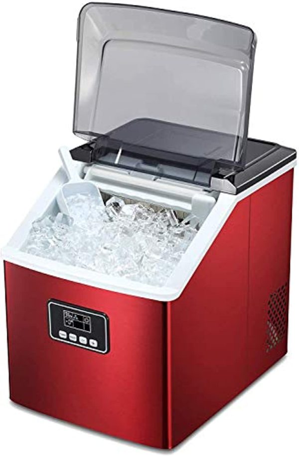 Antarctic Star Portable Ice Maker Machine for Countertop, Automatic 48lbs in 24 Hours, Compact Ice Cube Maker 24 Cubes Ready in 15 Mins, for Home Kitchen Office, Red For Discount